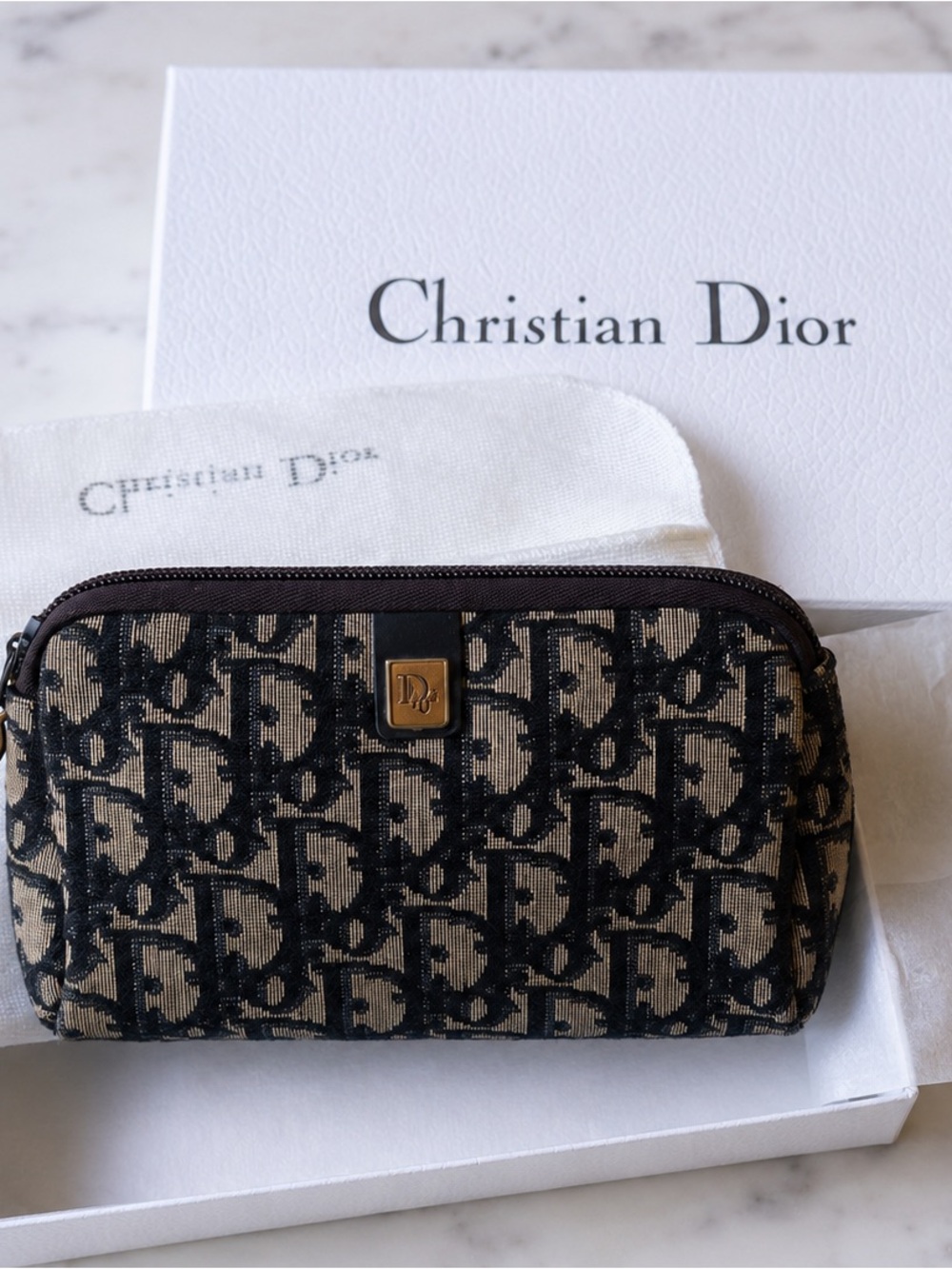 Authentic Dior Oblique Trotter Pouch Y2K Galliano Era Made in France + COA + Box